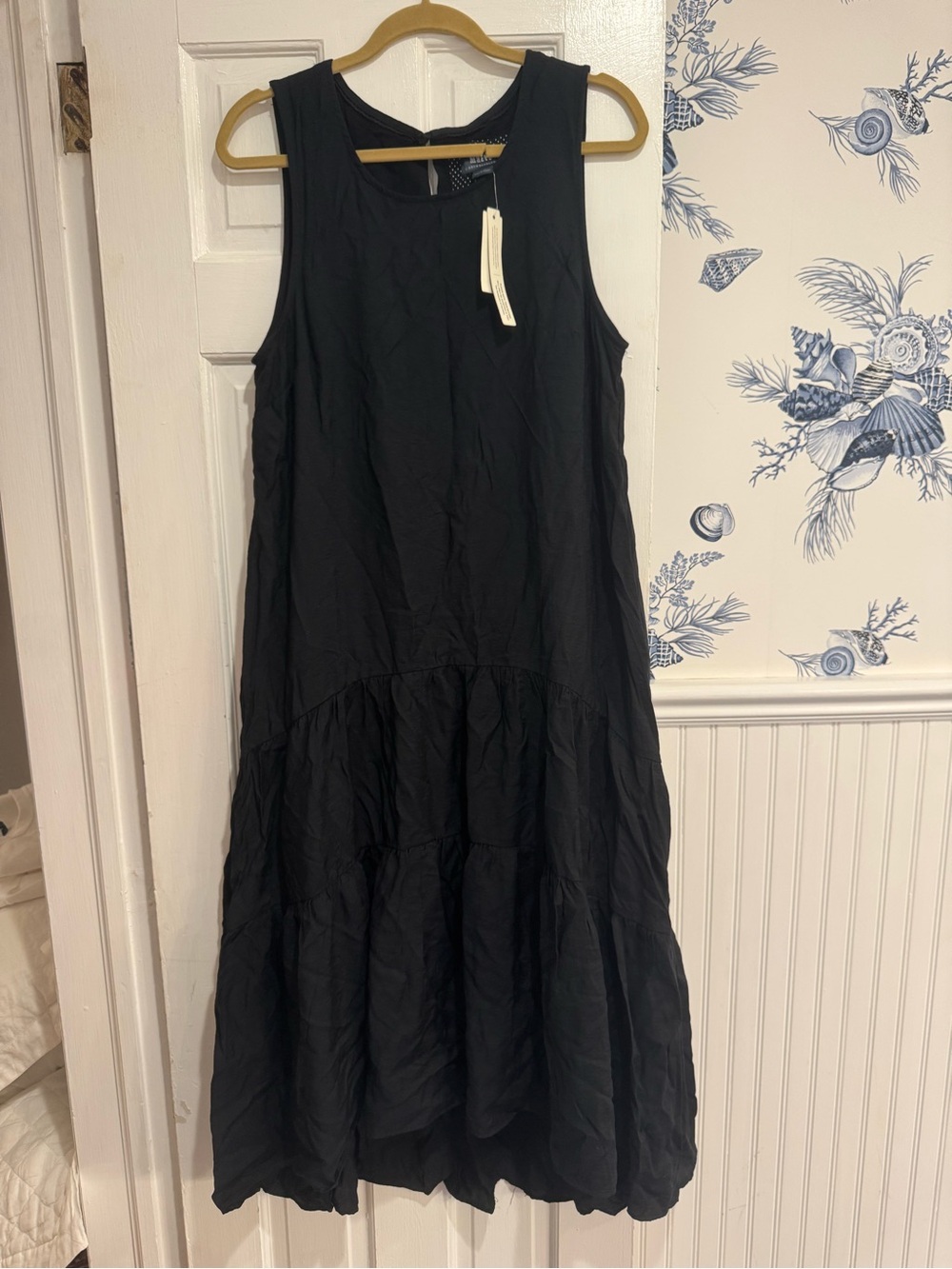 NWT Anthropologie Black Sleeveless Tiered Maxi Dress